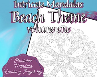 10 Printable Mandala Beach Theme Coloring Pages vol 1 in 1 PDF, Adult Coloring Page Mandalas Printable, Instant Download PDF, Mandala PDF