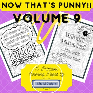 Printable &quot;Now that&#39;s punny- volume 8&quot; coloring pages; stress relief, PDF,Funny joke coloring pages,adult coloring pages,dad jokes,pun jokes