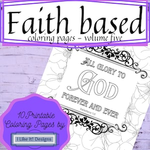 10 printable Faith Based coloring pages vol 5, Printable pdf, Instant Download pdf, Bible coloring pages, scripture coloring