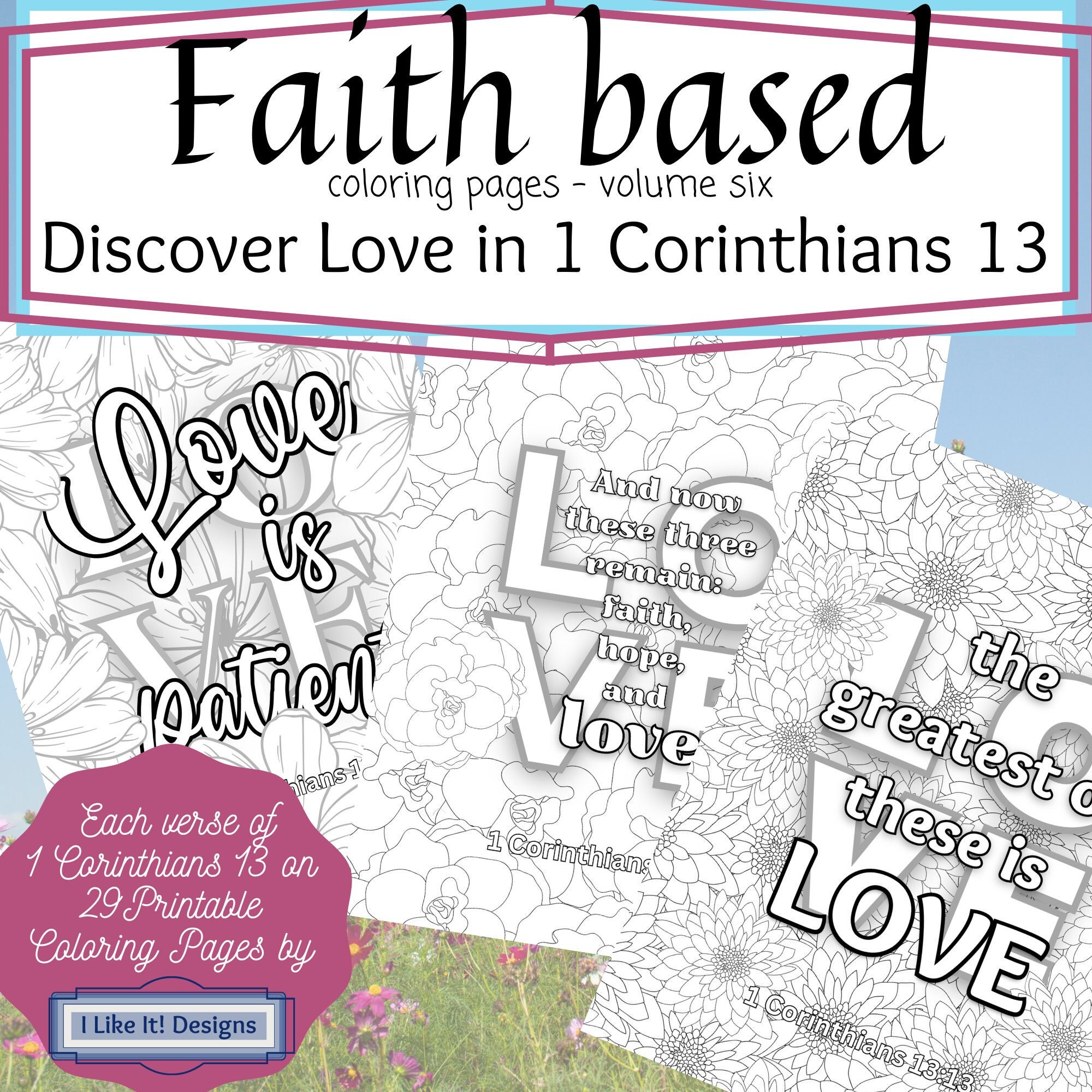 29 Printable Coloring Sheets 1 Corinthians 13 Love Chapter,Valentines Kids Sunday School Craft Adult Coloring Pages,Bible Verses about Love