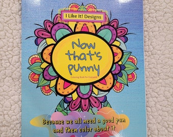 Adult Coloring Book Paperback "Now Thats Punny",Adult Coloring Pages,Funny Puns to Color,Gift for Dad Father's Day,Silly Jokes to Color