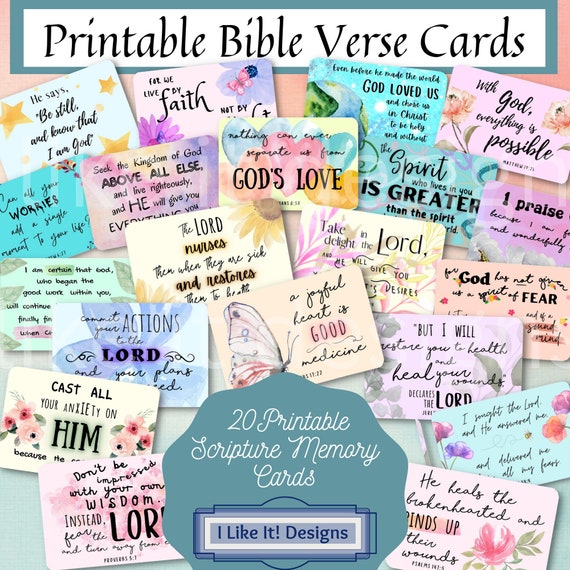 20 Encouraging Bible Verse Printable Cardsprintable - Etsy