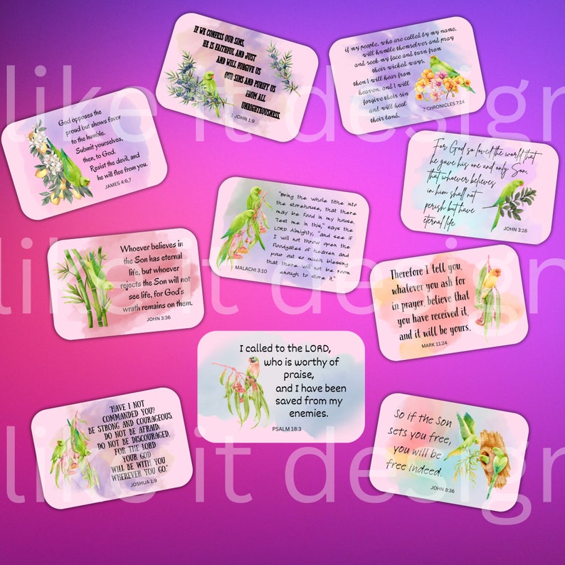 20 Printable Scripture Cards: Vol 2 God's Promises Niv,scripture Memory Memorization Bookmarks ...
