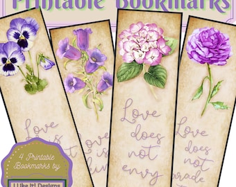 Printable Vintage Bible Scripture Bookmarks 1 Corinthians 13 Love,Bible Study Quotes,Sunday School Activity,Kids Project, Scizzor Skills