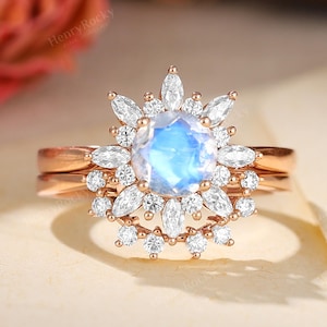 Vintage Oval Shaped Lab Alexandrite Engagement Ring Set Rose Gold