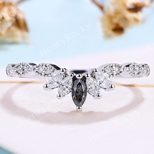 Salt and Pepper Diamond Band White Round Cut Diamond Band 14K Etsy