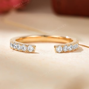 Vintage Open Wedding Band - Diamond Stacking Ring, Rose Gold Matching Ring by HENRYROCKY