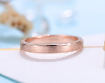 Art deco Wedding Band Women | rose gold band | frosted Bridal Jewelry | Unique wedding ring | Vintage promise Ring Anniversary Gift for her