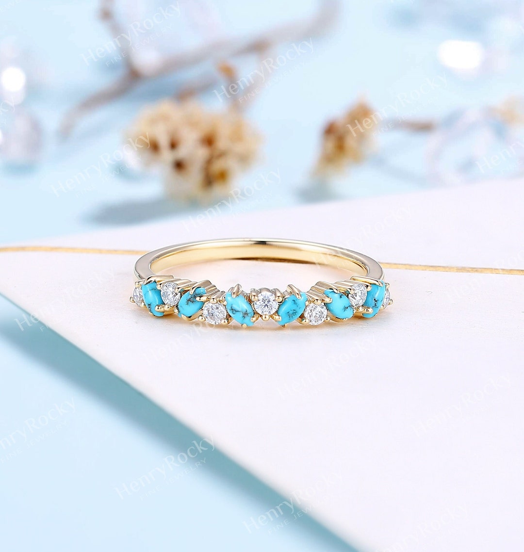 Wedding Band Peridot And Turquoise Ring Peridot Turquoise Summer