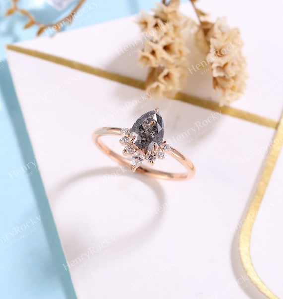 Pear Shaped Rose Quartz Engagement Ring White Gold 0.8 Carat