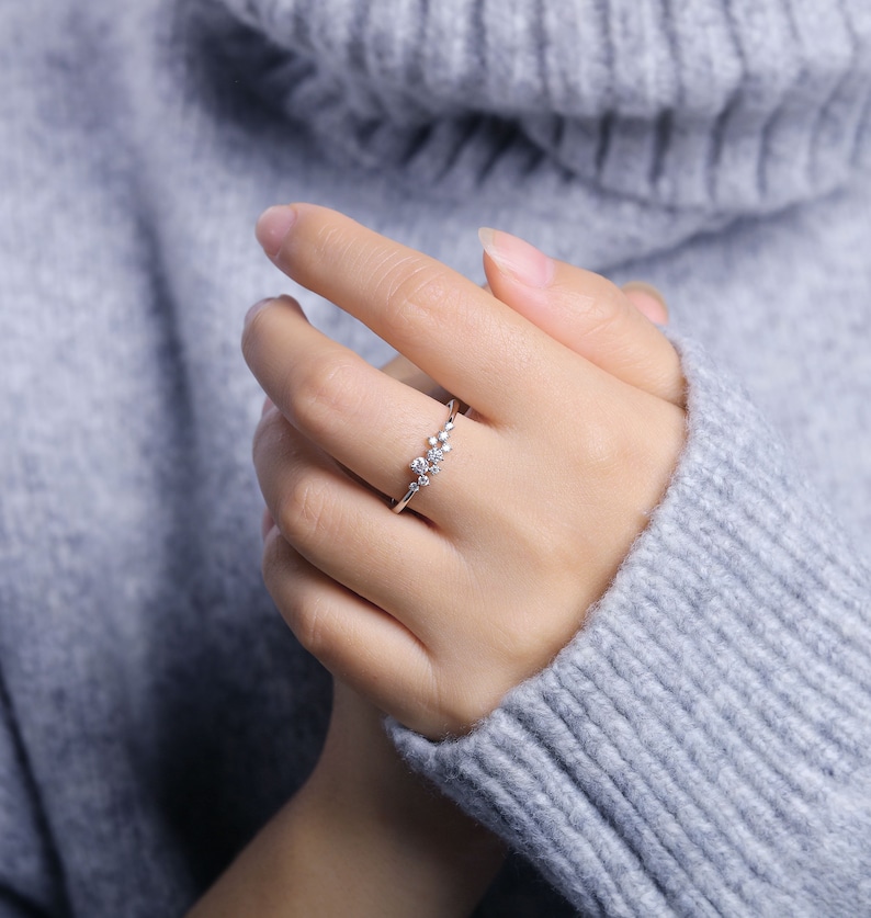 rose gold band DiamondMoissanite engagement ring women wedding ring| unique promise ring anniversary gift for her vintage bridal ring