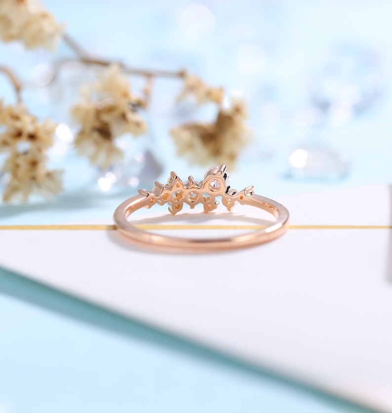 rose gold band DiamondMoissanite engagement ring women wedding ring| unique promise ring anniversary gift for her vintage bridal ring