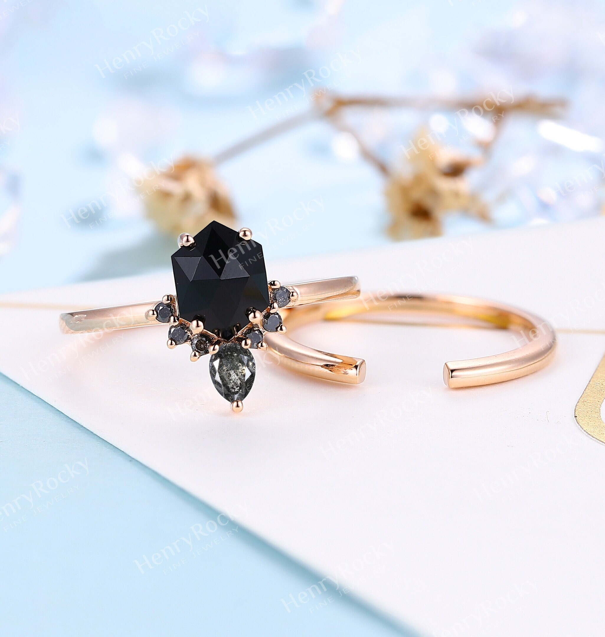 chili black onyx & diamond ring