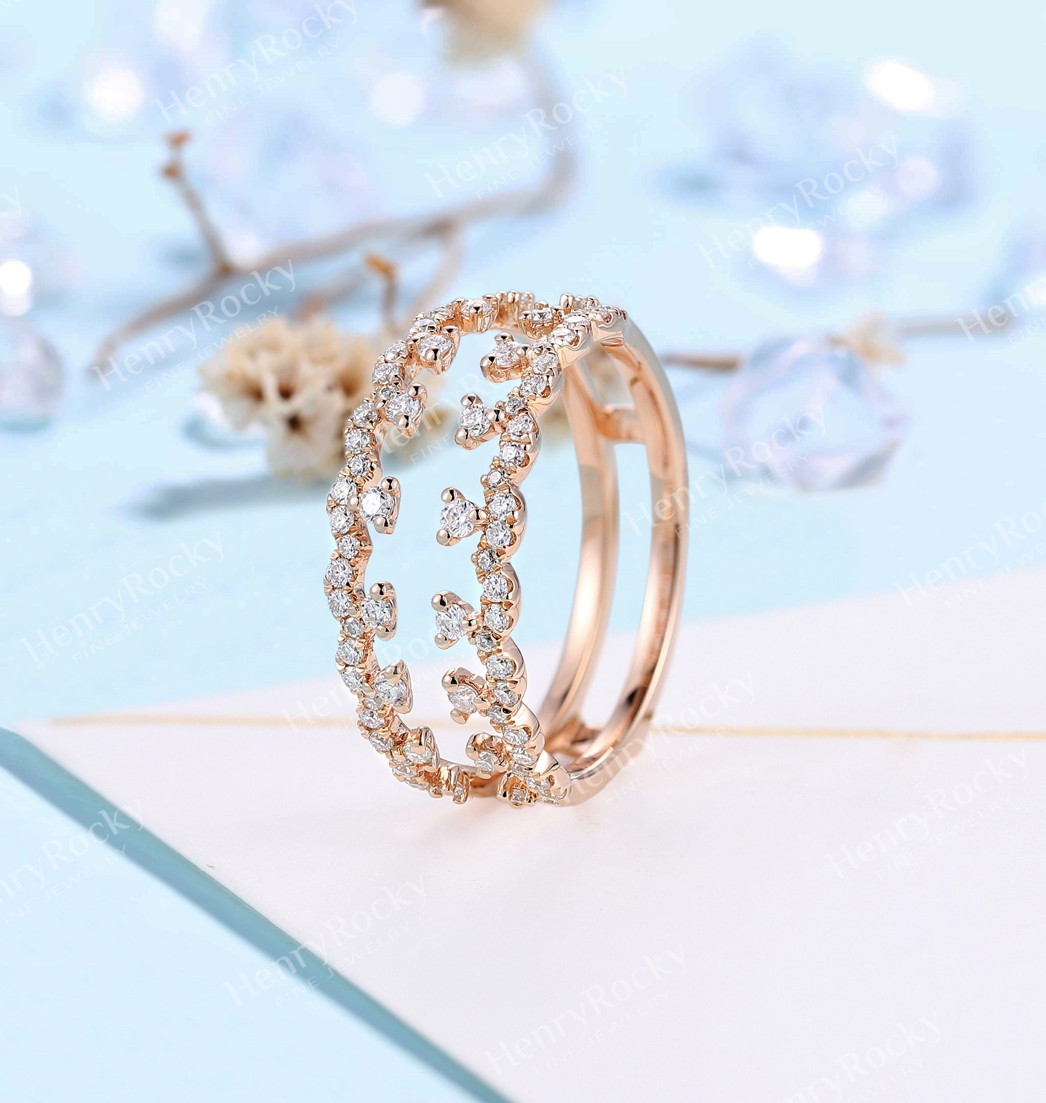 Vintage Art Deco Ring Enhancer Moissanite Diamond Wedding Band Etsy