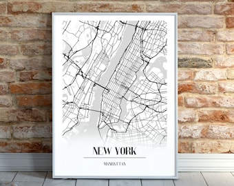 New York Map Print, New York Map, New York City Map Art, New York Poster, New York City Digital Download, New York Wall Art, Decor Wall Art