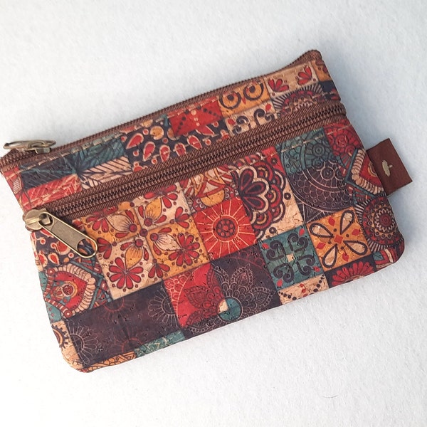 Coin Purse with Two Zippers, Cork Coin Pouch, Original Handmade Accessories, Portuguese Cork, Cork Accessories, Eco-Friendly Purse