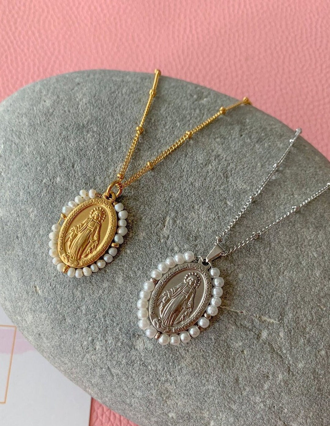 Our Lady of Graces Necklace, Miraculous Medal Necklace, Virgin Mary ...