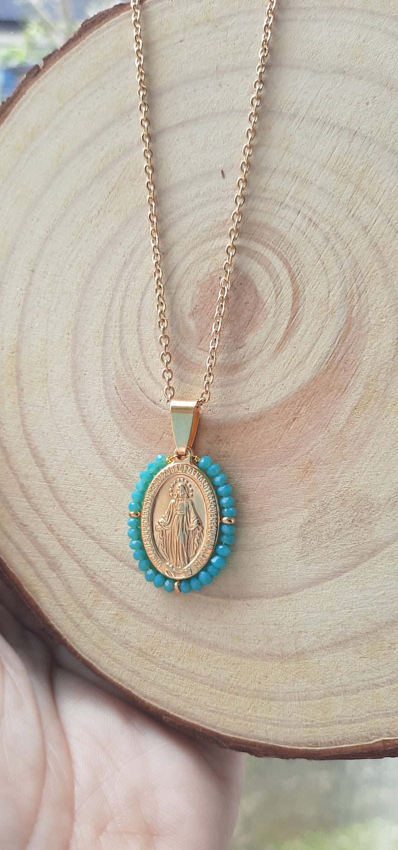 Collar de Nuestra Señora de las Gracias, Collar de Medalla Milagrosa, Joyería de la Virgen María, Regalo Religioso, Collar de Encanto de la Virgen, Joyería de Medalla Milagrosa imagen 8