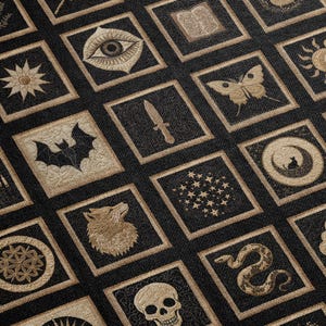 Woven Witch's Quilt Blanket: Gothic Pagan Tapestry, Altar Cloth image 6