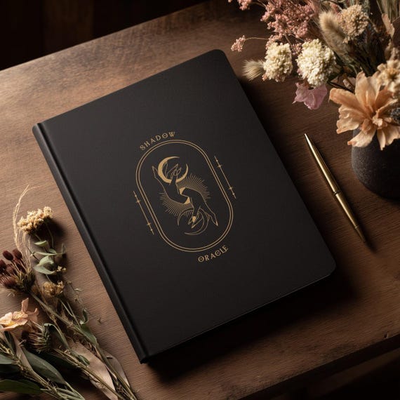 Shadow Oracle Journal • Guided Companion for Shadow Work and Intuitive Practice • Ascension Tarot Realm • 200-page Notebook