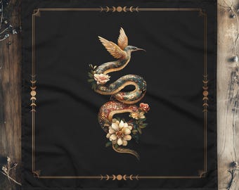 Shadow Oracle Altar Cloth | The Humming Snake | For Tarot Spreads and Ritual Decor | Altar Tools | Witchy Home Decor