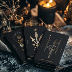 NOVIDADE! Oráculo Arcano do Tarô da Ascensão | Baralho de Tarô Tradicional de 78 cartas | Rider-Waite | Lote Indie Pequeno | Preto e Dourado **PRÉ-VENDA 11 de julho