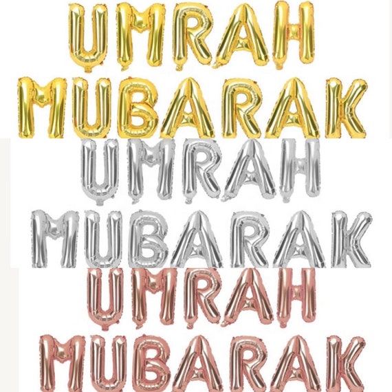 16/" Hajj Mubarak Umrah Mubarak Foil Balloons Rose Gold Silver Confetti Baloons..