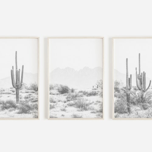 Set of 3 Prints Desert Print Joshua Tree Print Black and White Etsy