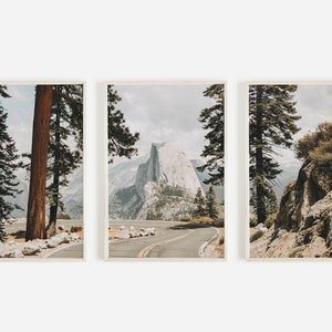 Yosemite Set of Prints, Half Dome Wall Art, California Landscape, Nature Poster, Mountain Photography, Set of 3 Yosemite Posters, Rustic Art