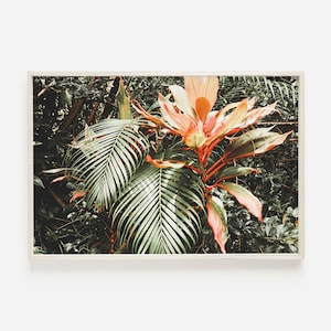 Tropical Floral Print, Orange Flower Decor, Hawaiian Flora, Tropical Prints, Summer Wall Decor, Downloadable Print, Printable Art