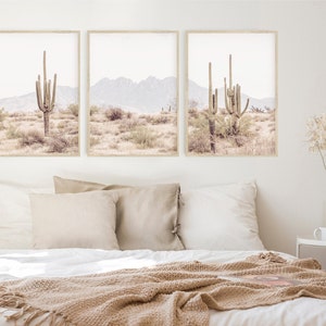 Set of 3 Desert Prints, Four Peaks Arizona Wall Art, 3 Piece Print Set, Arizona Desert, Boho Print, Modern Wall Art, Printable Poster image 2