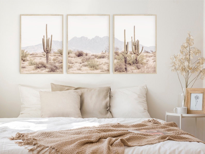 Set of 3 Desert Prints, Four Peaks Arizona Wall Art, 3 Piece Print Set, Arizona Desert, Boho Print, Modern Wall Art, Printable Poster image 2