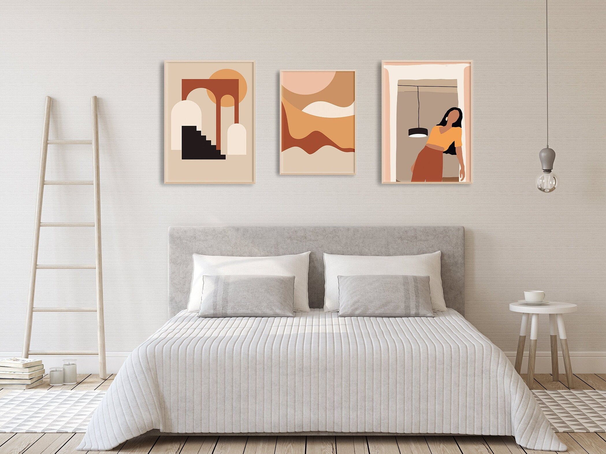 Modern Wall Art Gallery Set of 4 Abstract Art Set Warm Art Etsy UK