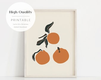 Organic Abstract Orange Print, Vintage Poster, Vintage Decor, Orange Wall Art, Modern Kitchen Art, Fruit Wall Art, Oranges Art Print, Citrus