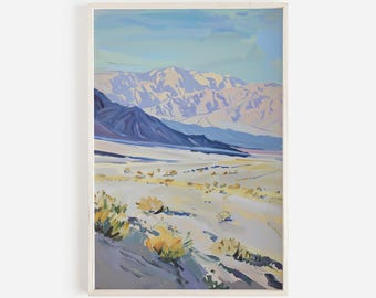 Death Valley National Park Print, Badwater Basin Poster, California Wall Art, Mountains Oil Painting, Desert Scenery, California Painting