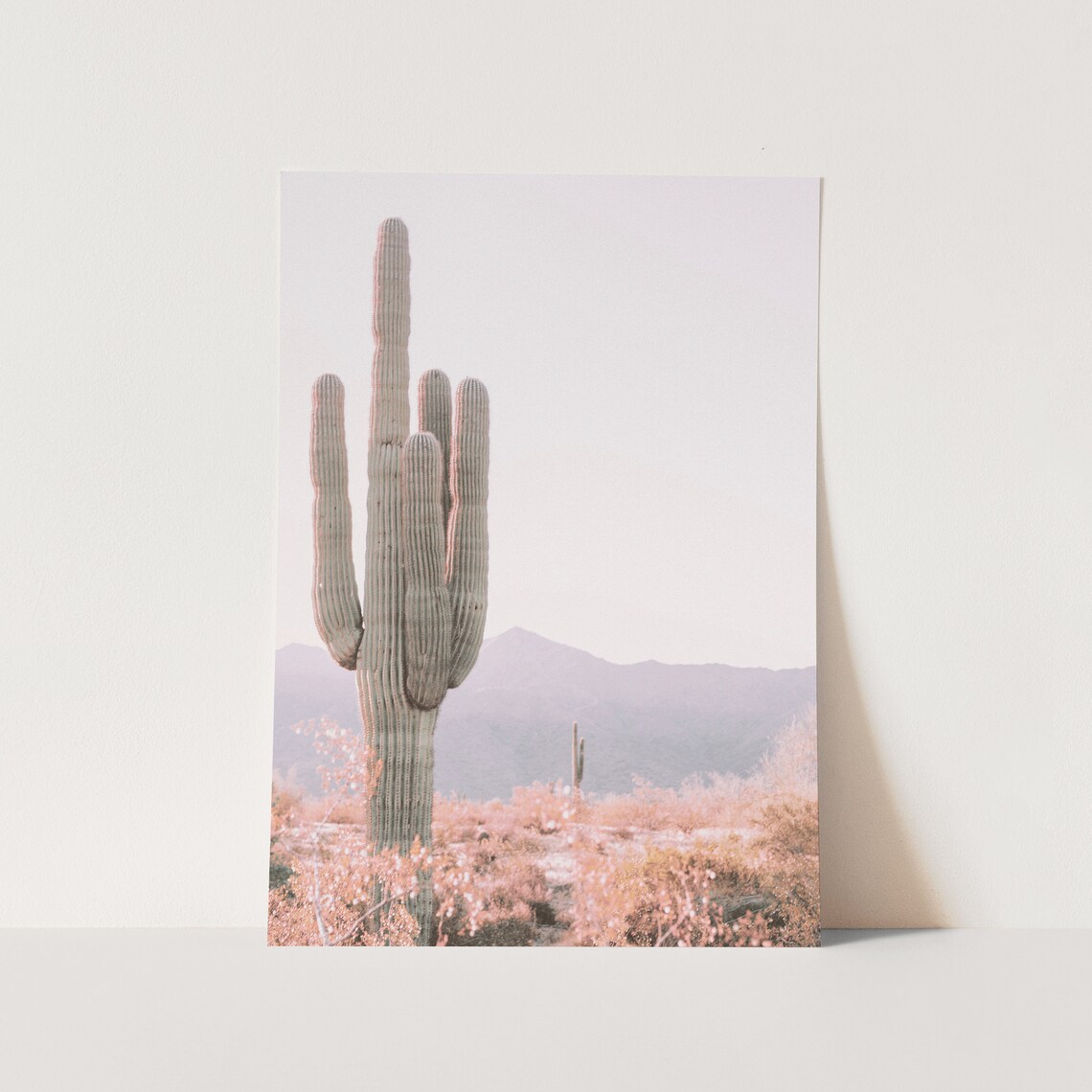 Saguaro Cactus Wall Art Blush Pink Cactus Art Desert Print Etsy