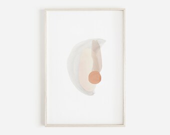 Brush Stroke Print, Abstract Watercolor Wall Art Print, Downloadable Art, Blush Pink Grey Art, Modern Large Wall Art,Bedroom Decor,Printable