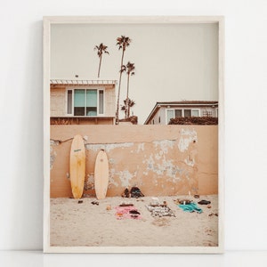 California Wall Art Orange Surf Poster Print Beach Print Surfboard Wall Art Prints Printable Wall Art Summer Print Tan Wall Art Retro Print