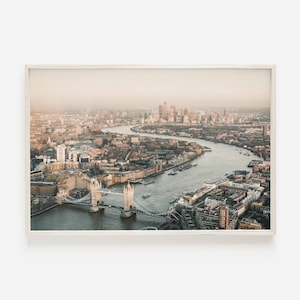 London Bridge Wall Art, Aerial River Thames Photo, United Kingdom Landmark, London Bridge Printable, Travel Poster, London England