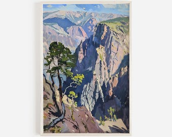 Black Canyon Of The Gunnison Print, Colorado National Park Poster, High Desert Canyon, Vintage Oil Painting, Colorado Landscape Decor