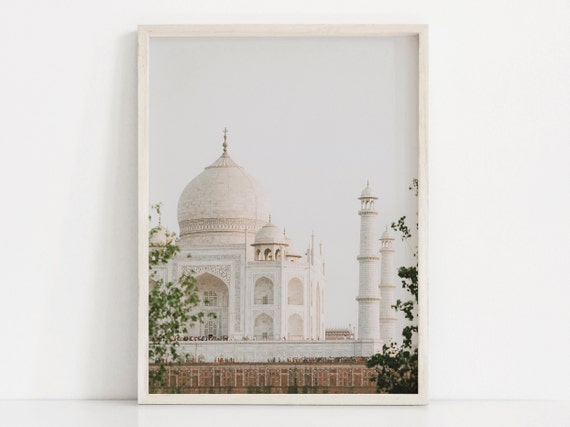 Architecture Art Printable, Taj Mahal Art Print, Boho Wall Art, Digital Art, Travel Photo, Dubai India Photography, LARGE WALL ART, Neutral
