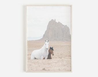 Impresión de caballo salvaje, impresión de caballo del desierto, arte de pared imprimible, cartel del desierto, arte de la pared del suroeste, decoración Boho, impresión de Arizona, barco nuevo méxico