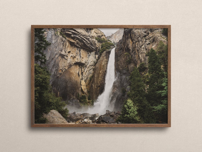 Mountain River Print, Nature Photography, Mountain Print, Misty Waterfall, Mountain Creek Wall Art, Nature Printable, Cabin Wall Decor image 2