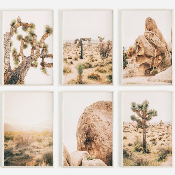 Joshua Tree Desert Ensemble de 6 tirages Décor du sud-ouest Arizona Desert Cactus Print Gallery Wall Set Boho 6 Piece Wall Art Cactus Poster Set