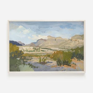 Big Bend National Park Print, Texas Desert Wall Art, Southern Texas Landscape, Vintage Oil Painting, Big Bend Poster, Rustic Texas Decor