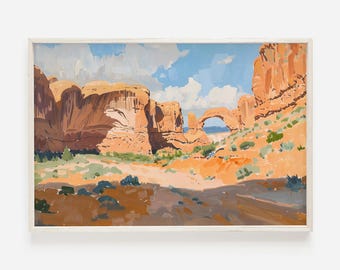 Arches National Park Print, Utah Desert Scenery, Red Rock Arches Poster, Utah Landscape Painting, National Park Print, Desert Rocks Poster