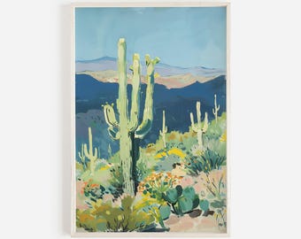 Saguaro National Park Print, Southern Arizona, Saguaro Cactus Poster, Tucson Scenery Print, Southwest Home Decor, Arizona National Park