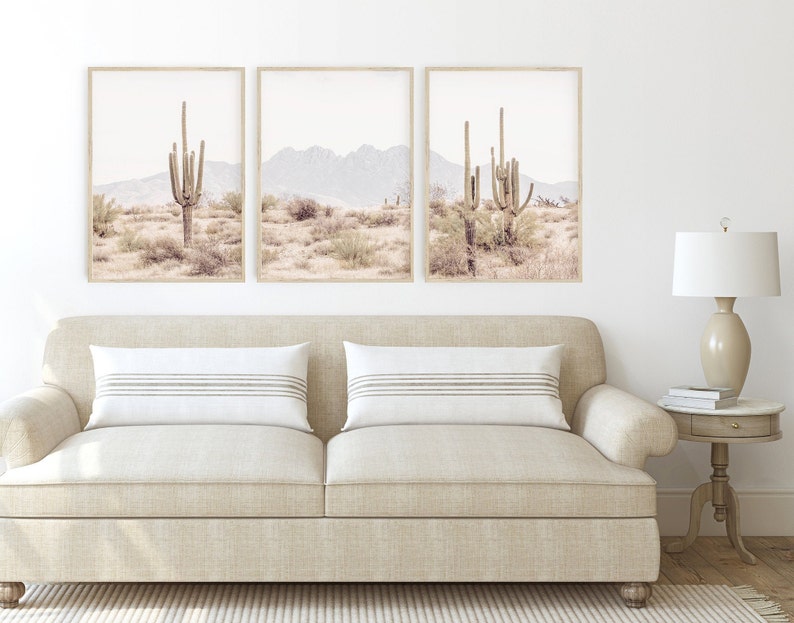 Set of 3 Desert Prints, Four Peaks Arizona Wall Art, 3 Piece Print Set, Arizona Desert, Boho Print, Modern Wall Art, Printable Poster image 4