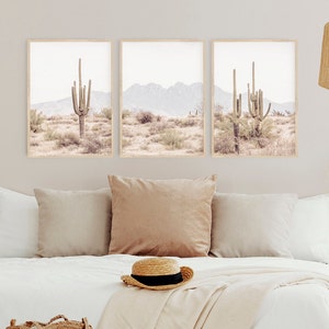 Set of 3 Desert Prints, Four Peaks Arizona Wall Art, 3 Piece Print Set, Arizona Desert, Boho Print, Modern Wall Art, Printable Poster image 3