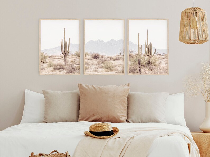 Set of 3 Desert Prints, Four Peaks Arizona Wall Art, 3 Piece Print Set, Arizona Desert, Boho Print, Modern Wall Art, Printable Poster image 3